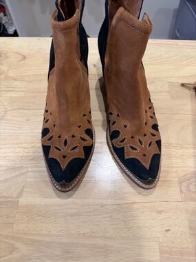 Jeffrey Campbell two tone suede booties